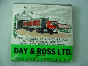 Day Ross Truck Transport Hartland New Brunswick Longest Covered Bridge Matchbook - Picture 1 of 4