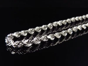 Men's Or Ladies Real10K White Gold Hollow Rope Chain 4.5MM 18-28 Inches - Afbeelding 1 van 8