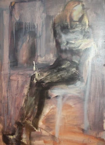 Vintage gouache painting abstract portrait - Picture 1 of 12