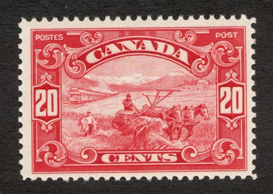 1929 Canada Sc# 157 - 20¢ - KGV - Farming, horses & locomotive MNH  - Image 1 of 1