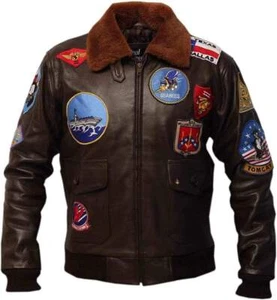 Chaqueta de cuero ajustada para hombre Tom Cruise Pete Maverick estilo motocicleta motociclista - Imagen 1 de 3