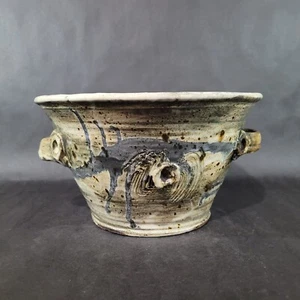 Vintage Earthenware Art Pottery Fruit Serving Bowl Artist Signed LARGE 12" Diam - Picture 1 of 13