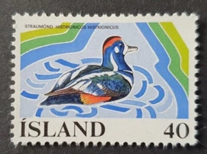 1977 ISLAND INSEL ISLAND EUROPÄISCHER WASSERSCHUTZ VOGEL ENTE SEHR GUTER ZUSTAND POSTFRISCH - Bild 1 von 1