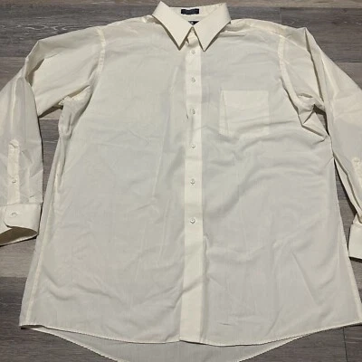 Stafford Dress Shirt Mens 17 35 Ivory Travel Broadcloth Button Up Long Sleeve - Image 1 of 4