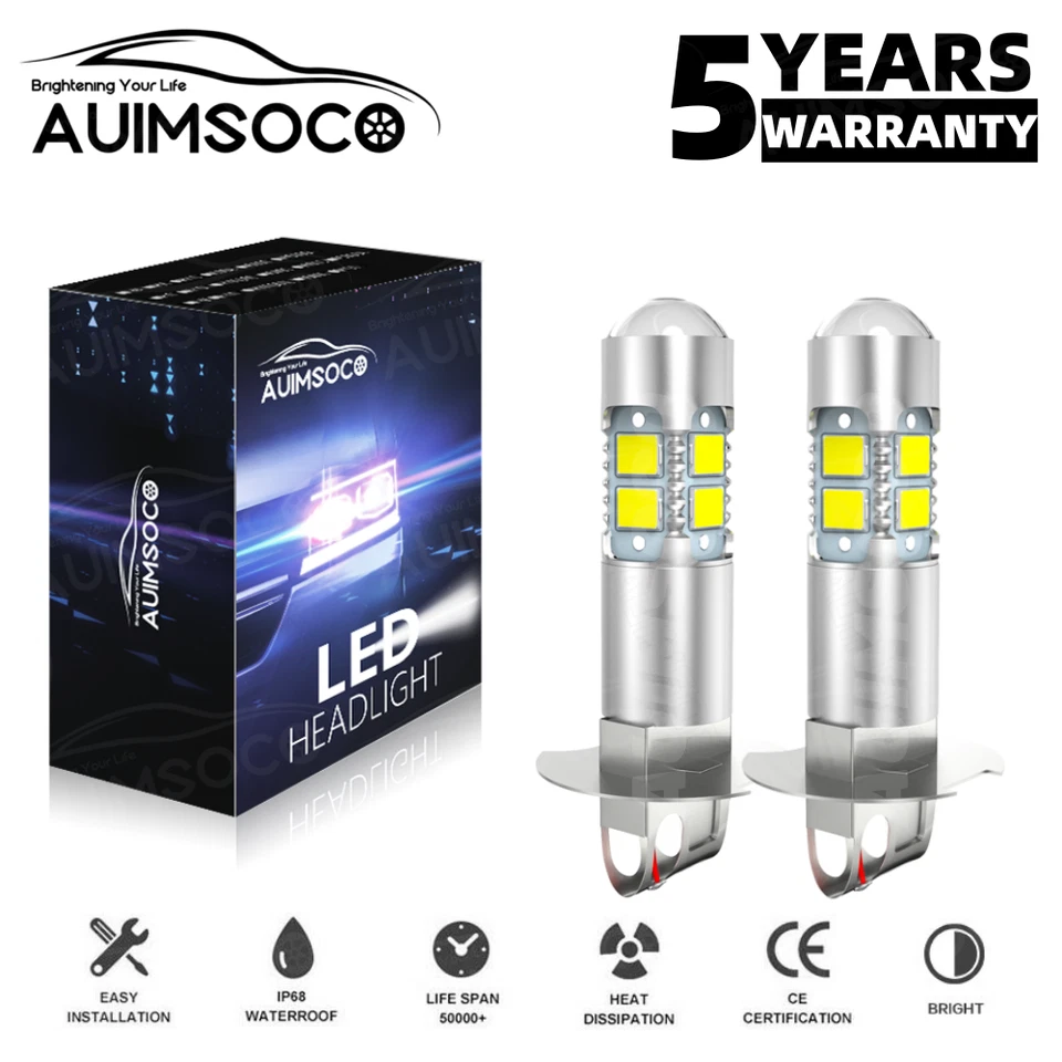 LED Fog Light Bulb H3 High Power Driving Lamps 6000K White Foglight Bulbs Kit - Image 1 of 4