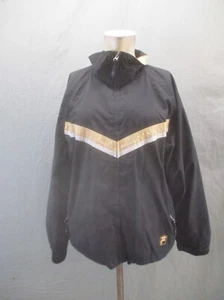 FILA Size L Mens BLK Full Zip Stand Collar Zip Pocket Waterproof Windbreaker 070 - Picture 1 of 8