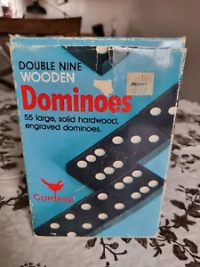Vintage Double Nine 9 Wooden Dominoes 55 Hardwood Engraved Cardinal #554 - Picture 1 of 5