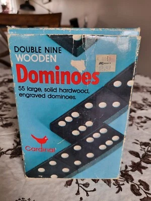 Vintage Double Nine 9 Wooden Dominoes 55 Hardwood Engraved Cardinal #554 - Image 1 of 4