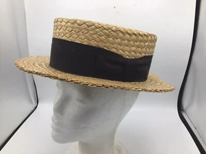 Vintage Stil der frühen 1900er Jahre Bilt Hüte Stroh Bootshütze mit Band Größe 6 7/8 M4 - Bild 1 von 6