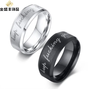 KEEP GOING Herren Edelstahl Ring schlicht Modeschmuck Geschenk 2 Farben - Bild 1 von 12