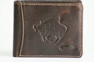Herren Geldbörse Echtleder Bulle Brieftasche Geldbeutel Wallet braun Leder Etui - Bild 1 von 6