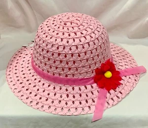 Little Girls Garden/Church Hats Your Choice Pink w/Flower or White w/Butterfly - Picture 1 of 11