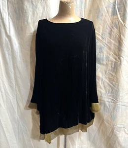 Women's Vintage 1980s 1990s Andrea Jovine Rayon Silk Velvet Plus Size Tunic Top - Picture 1 of 5