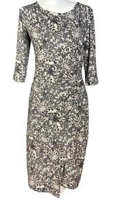Verse Dress Size Small Black Floral Rouching Cinched Slimming Workwear Classic - Picture 1 of 7