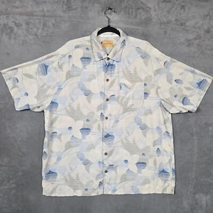 Tommy Bahama silk shirt Mens XL blue floral All over print Hawaiian - Picture 1 of 8