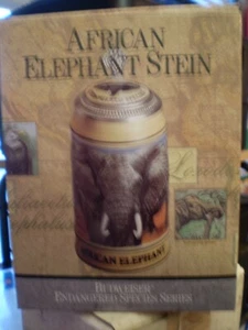 Vintage Budweiser Endangered Species Lidded Beer Stein "African Elephant" 1990 - Picture 1 of 1