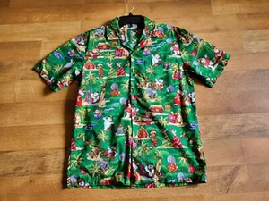 ALOHA REPUBLIC Talla Mediana NAVIDAD Camisa Hawaiana Hecha en EE. UU. 100% Algodón - Imagen 1 de 7