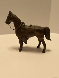 VTG Brass Equestrian Horse paperweight statue hollow w/ Saddle western - Picture 1 of 4