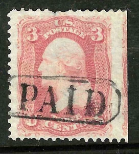 Sc #65 Straddle EFO PAGADO Elegante Cancelación 3 Céntimos Washington 1861 Guerra Civil EE. UU. 44F27 - Imagen 1 de 2