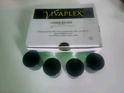 Vivaplex, 12, Green, 2 oz, Round Glass Jars, with Inner Liners and black Lids - Image 1 of 4