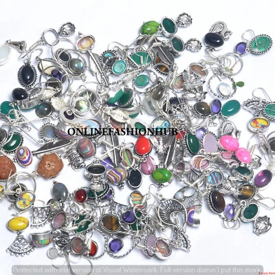 Lote de pendientes de mujer al por mayor enchapados en plata de ley 925 con piedras preciosas y mezcla de piedras preciosas Foto 1 de 3