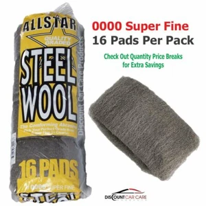 Super Fine Steel Wool Pads # 0000 - High-Quality Professional - 16 Pads Pack