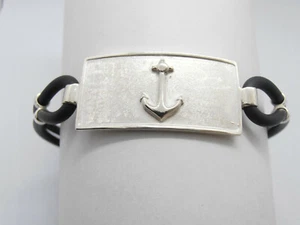 Braccialetto in Argento 925 e caucciù con ANCORA - ancoretta - marina - nautica - Imagen 1 de 10