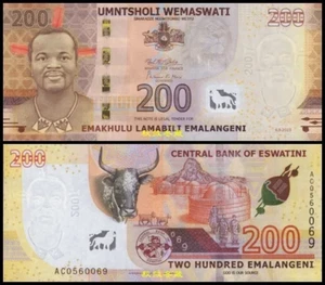 WEMASWATI Swaziland Billet 200 EMALANGENI 2023 P43 NEW NOUVEAU HYBRID NEUF UNC - Picture 1 of 1