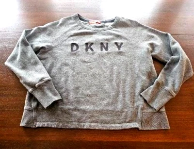 DKNY SPORT Sudadera Pullover Gris Recortada Talla Pequeña Grande Foto 1 de 4