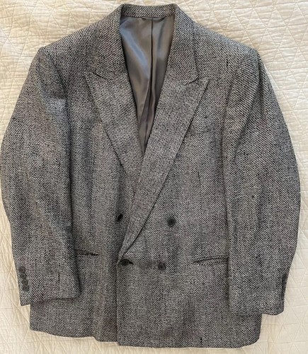Christian Dior Monsieur giacca DB vintage seta slub tweed grigio taglia 44 R