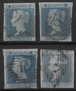 GB 1841 QV 2d Azul x 4 Ejemplos Usados con 3+ Márgenes - Imagen 1 de 2