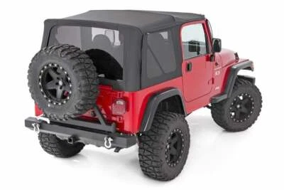 for Wrangler YJ Replacement Soft Top Black 87-95-Half Steel Doors -Rough Country - Image 1 of 4