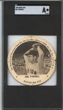 1954 Dixie Lids Mel Parnell  Large 3 3/16 Right Red Sox Rare Back SGC