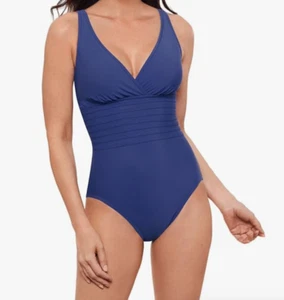 Aqua Green Women's UPF 50 Aqua Green Women's Surplice Trim Overlay One Piece M - Picture 1 of 3