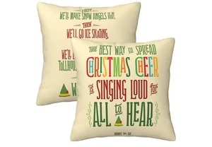 Christmas Quotes Buddy The Elf Double Sided Pillow 2 Covers 18x18 - Picture 1 of 7
