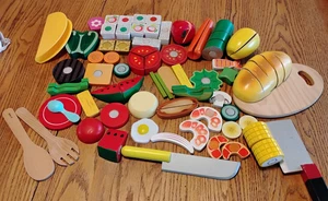 Konvolut 79 Teile Melissa & Doug Holz schneiden & schneiden Pretend Food Sushi Brot - Bild 1 von 7