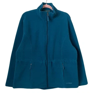 LL Bean Jacket Womens XL Blue Polartec Fleece Full Zip Pockets Outdoor Hiking - Foto 1 di 12