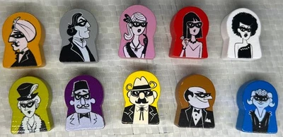 怀疑棋盘游戏角色代币 10 件木制件替换件 — 第 1/3 张图片