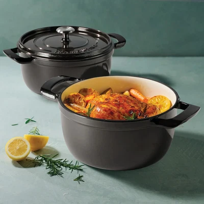 Tramontina 4-Quart & 6-Quart Enameled Cast Iron Round Dutch Oven, 2-Pack BLACK - Image 1 of 4
