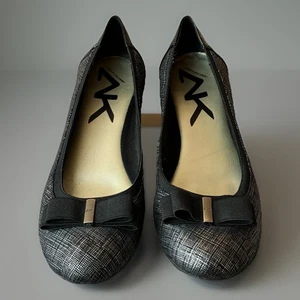 ANNE KLEIN SPORT Womens Black & Silver Slip On Ballet Flat Shoes Size 9.5M - Picture 1 of 5