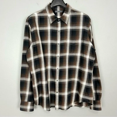 Camisa Vince 100 % algodón franela para hombre talla XL a cuadros botón delantero ligera Foto 1 de 4