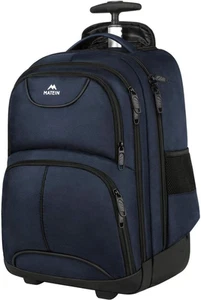 MATEIN Backpack with Wheels, Travel-Friendly Rolling Laptop 17-inch, Blue - Bild 1 von 9