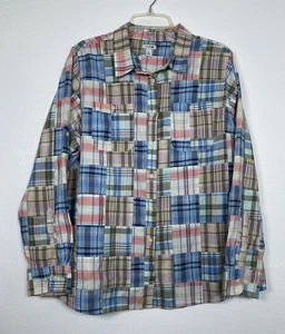LL Bean Women Patch Blouse Long Sleeve Size 1X Multicolor - Picture 1 of 7