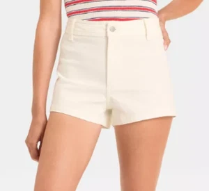 NUOVO pantaloncino jeans marinaio donna filo universale vita alta bianco taglia 6 - Foto 1 di 1