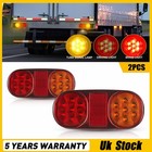 Pair 12V LED Rear Tail Light Brake Stop Indicator Lamp Trailer Truck Van Caravan