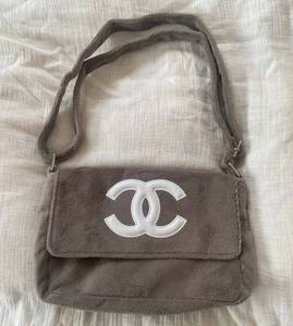 CHANEL Pile Fabric Shoulder Bag Novelty Beige Women France 124343 - Picture 1 of 10