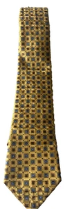 Cravatta Ermengildo Zegna 57 colore oro con quadrati di blu e quadrato di marrone Italia - Foto 1 di 12