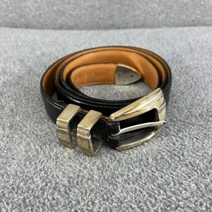 Trafalgar Gürtel Herren 38 Schwarz Cortina Leder Western Schnalle Set Silber Gold - Bild 1 von 15