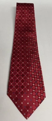 Izod 男式领带正式红色领带 100% 真丝几何图案  — 第 1/4 张图片