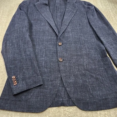 Blazer de tela adecuado para hombre 42 mezcla de lino seda ligero sin estructura gris oscuro Foto 1 de 4